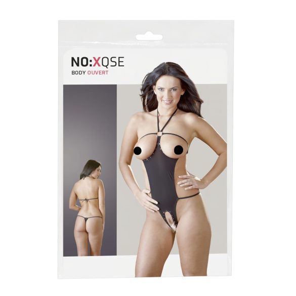 NO:XQSE - Body sexy negru cu strasuri și decupaje (S-L)