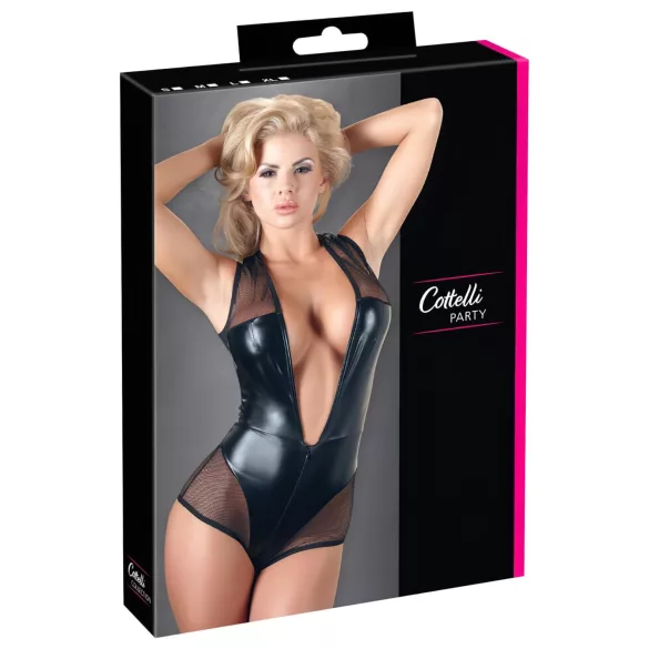 Cottelli - body sexy din plasă transparentă - negru - M
