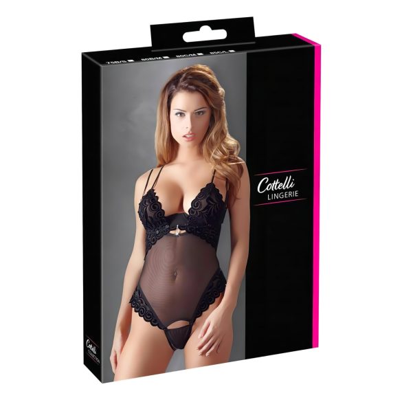 Cottelli - Body catifelat, versatil (negru) - 85C/L