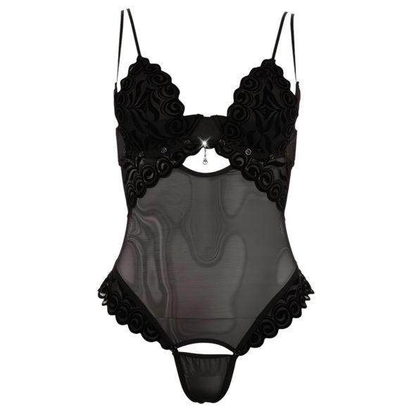 Cottelli - Body damă reglabil catifelat - negru - 85C/L
