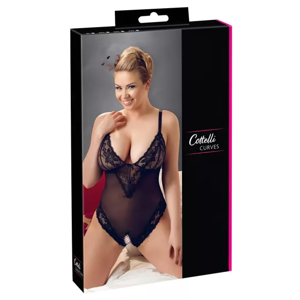 Cottelli Plus Size - body din dantelă - negru - XXL