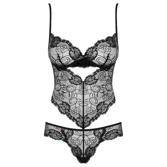 Obsessive - body damă din dantelă florală - negru - L/XL