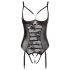 Abierta Fina - body deschis cu dantelă și bretele strălucitoare (negru) - 85C/L