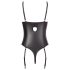 Abierta Fina - body deschis cu dantelă și bretele strălucitoare (negru) - 85C/L