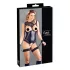 Cottelli Bondage - body deschis lucios și cătușe pentru mâini - negru - L