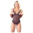 Cottelli - body deschis din dantelă cu mărgele (negru) - L