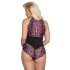 Cottelli Plus Size - body sexy floral - negru mov - 2XL