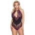 Cottelli Plus Size - body sexy floral - negru mov - 3XL