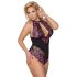 Cottelli Plus Size - body sexy floral - negru mov - 3XL