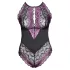 Cottelli Plus Size - body sexy floral - negru mov - 3XL
