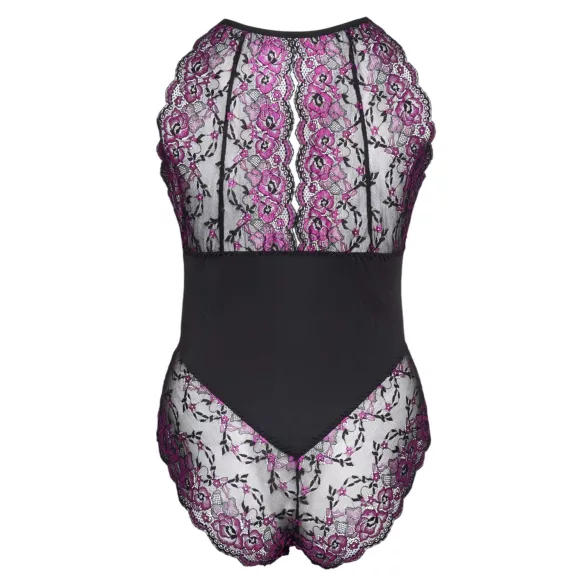 Cottelli Plus Size - body sexy floral - negru mov - 3XL