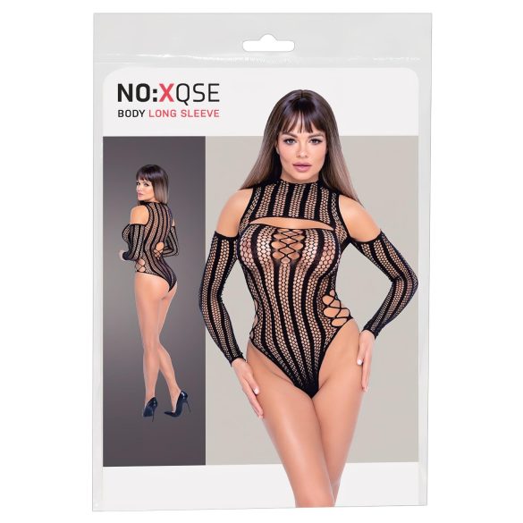 NO:XQSE - body din plasă cu mânecă lungă - negru (S-L)