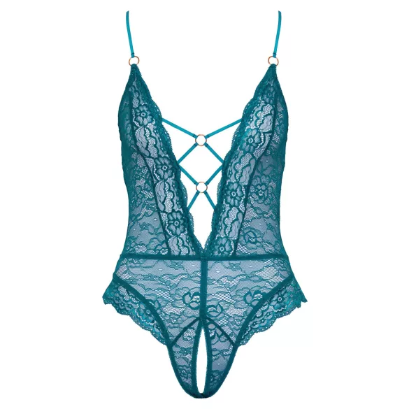 Cottelli - body din dantelă cu șireturi, deschis (verde) - L