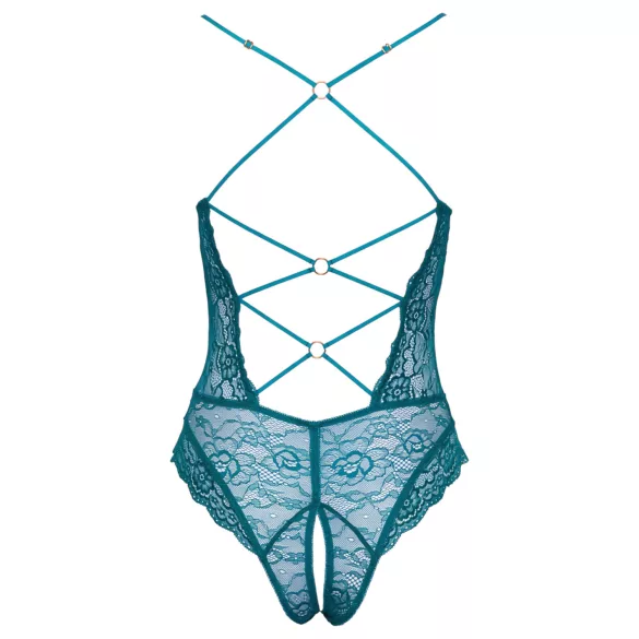 Cottelli - body din dantelă cu șireturi, deschis (verde) - XL