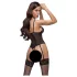 Cottelli - body deschis cu dantelă și jartieră - negru - XL