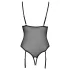 Cottelli - body deschis cu dantelă și jartieră - negru - XL