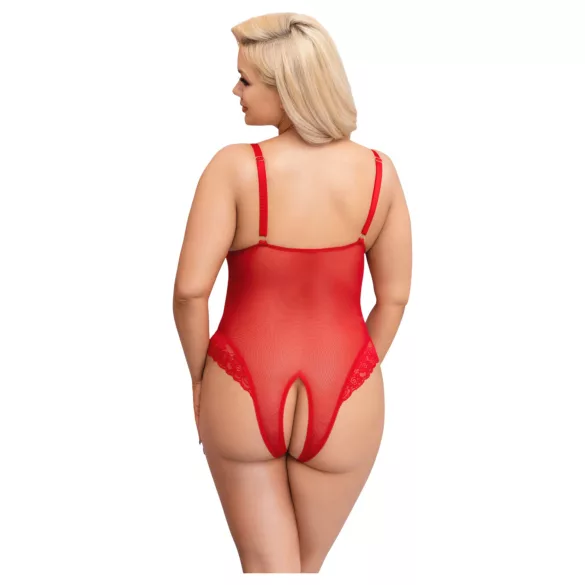 Cottelli Curves - body din dantelă transparentă - roșu