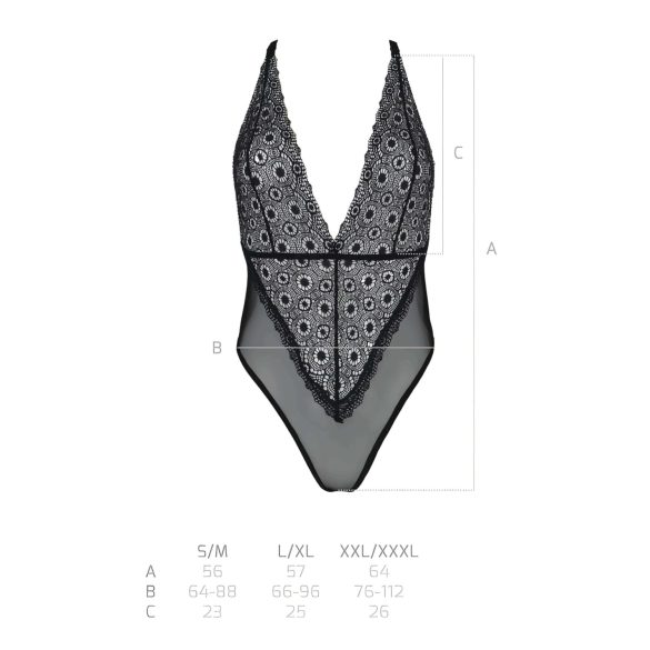 Passion Eco Zinnia - body dantelă (negru)