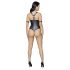Cottelli Bondage - body deschis cu inele, lucios - negru - XL