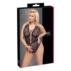   Cottelli Curves Plus Size - body transparent cu model (negru)