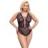 Cottelli Curves Plus Size - body transparent negru cu model