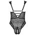 Cottelli Curves Plus Size - body transparent negru cu model