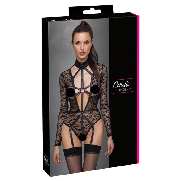 Cottelli - body transparent cu bretele - negru