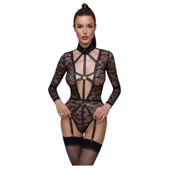 Cottelli - body transparent cu bretele - negru