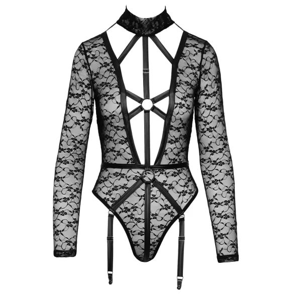 Cottelli - body transparent cu bretele - negru - M
