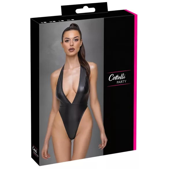 Cottelli Party - body sexy lucios cu guler - negru