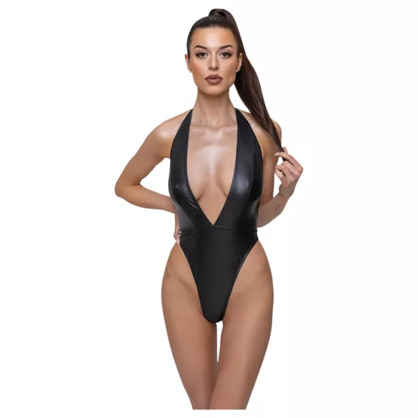 Cottelli Party - body sexy lucios cu guler - negru