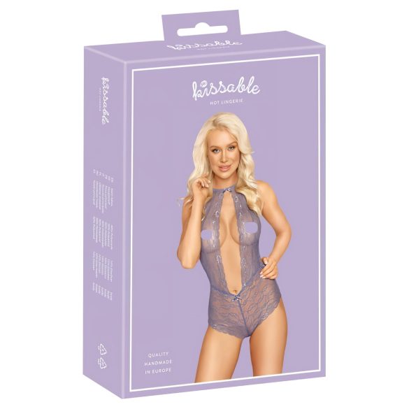 Kissable - body din dantelă cu guler la gât - mov