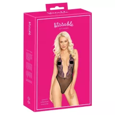 Kissable - body cu broderie roz (negru) - L/XL