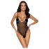 Cottelli - body din dantelă deschis, brodat - negru-mov - XL
