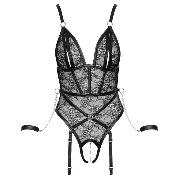 Cottelli Bondage - body deschis cu cătușe - negru