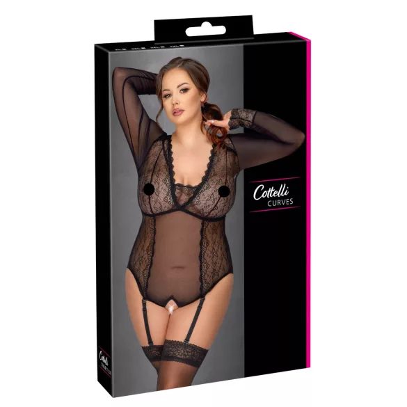 Cottelli Curves - body transparent (negru) - 2XL