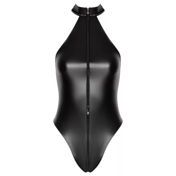 Noir - body lucios cu guler halter (negru) - L