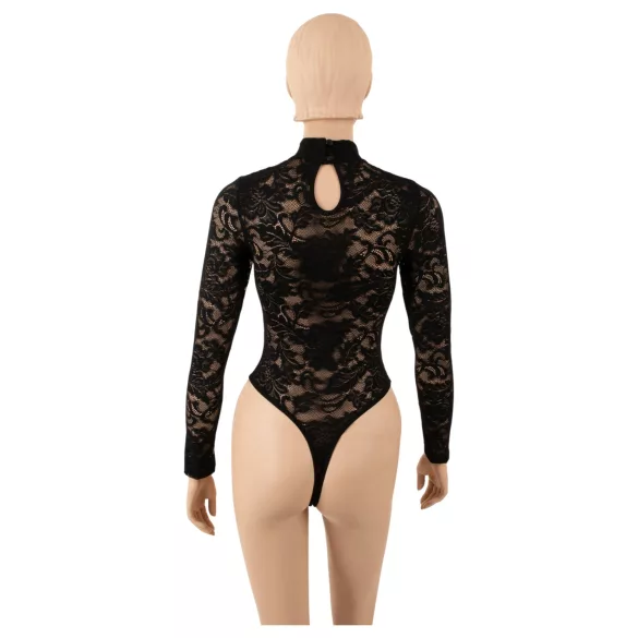 Cottelli - body din dantelă cu mânecă lungă (negru) - S