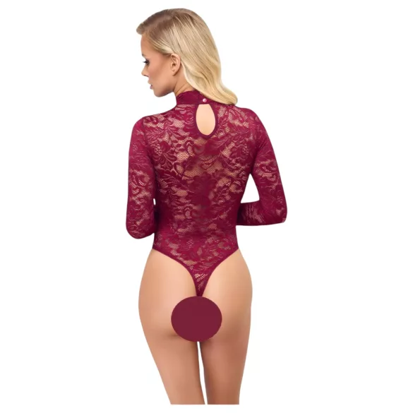 Cottelli - body din dantelă transparentă (roșu) - M