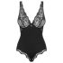 Obsessive - body damă transparent la bust - negru - L/XL