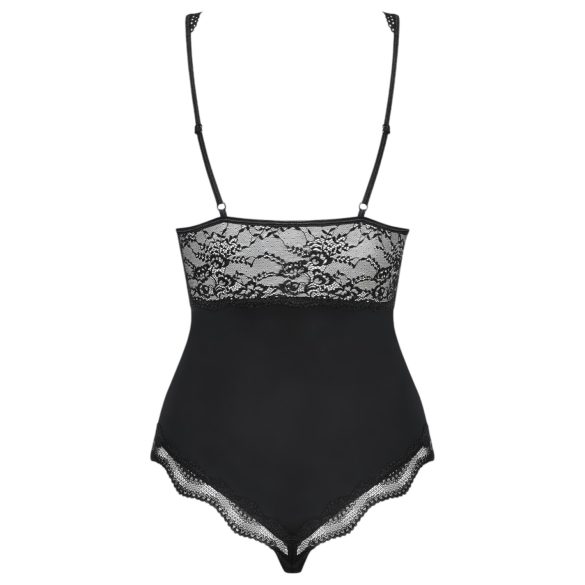 Obsessive - body damă transparent la bust - negru - L/XL
