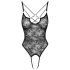 Cottelli - body transparent cu dantelă și deschizătură (negru) - M