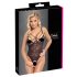 Cottelli - body transparent cu dantelă și deschizătură (negru) - M