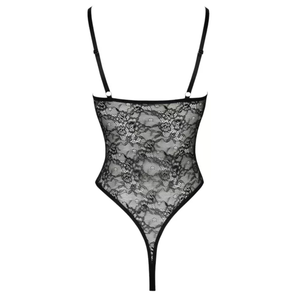 Cottelli - body din dantelă transparentă cu deschidere - negru - L