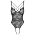 Cottelli - body din dantelă transparentă cu deschidere - negru - XL
