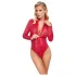 Cottelli - body din dantelă cu model piele de șarpe - roșu - L