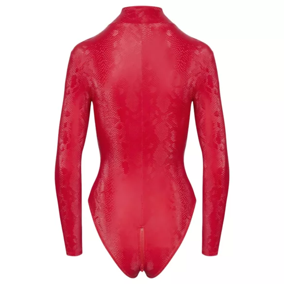 Cottelli - body din dantelă cu model piele de șarpe - roșu - L