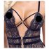 Cottelli - body sexy deschis cu bretele (negru) - M