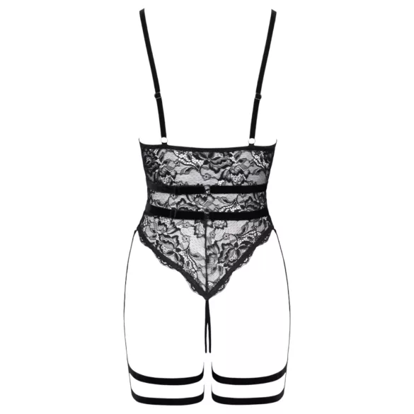 Cottelli - body erotic cu bretele și deschidere - negru - L