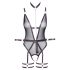 Cottelli Bondage - body deschis cu cătușe pentru brațe (negru) - XL